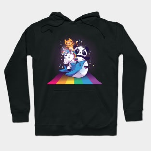 Cute Animals riding a rainbow Hoodie